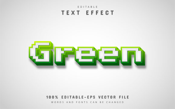Green Pixel Text Effect: A Fully Editable Vector Design for Creative Professionals