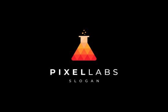 Lab Glass Flask Pixel Triangle Logo: A Versatile Editable Logo for Modern Branding