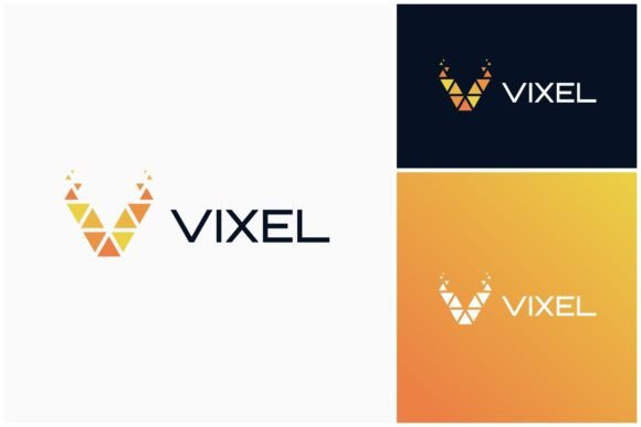 Letter V Pixel Geometric Logo