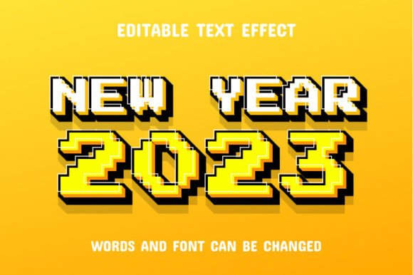 New Year 2023 3d Pixel Style Text Effect: Bring Your Typography to Life with Retro-Futuristic Flair