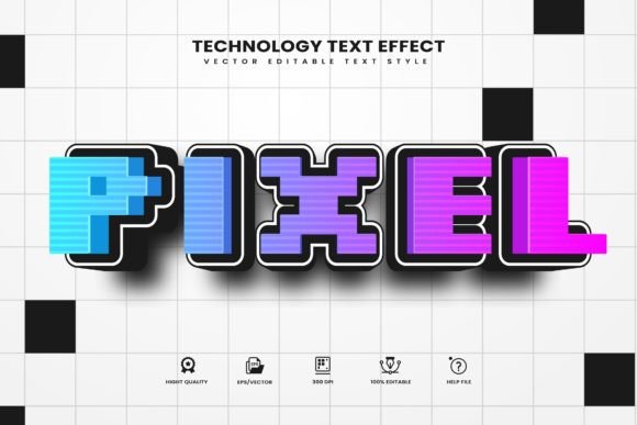 Pixel Theme Editable Text Effect for Modern Design