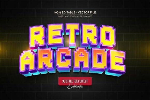 Retro Arcade Pixel Style 3D Text Effect