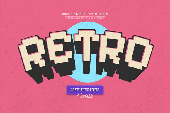 Retro Pixel Vintage 3D Text Effects