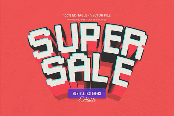 Super Sale Retro Pixel 3D Text Effect: A Bold Comeback in Modern Design